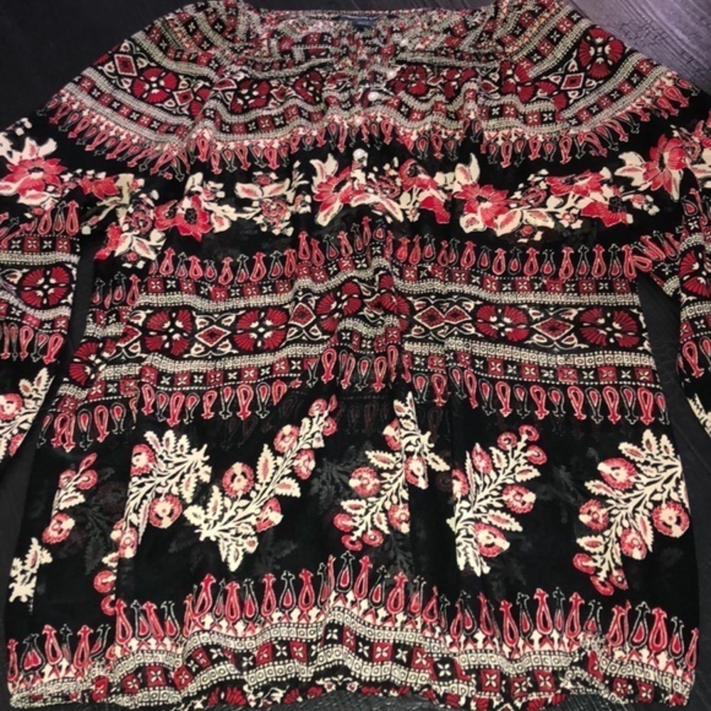 American Living Blouse large Black Red - Picture 7 of 15